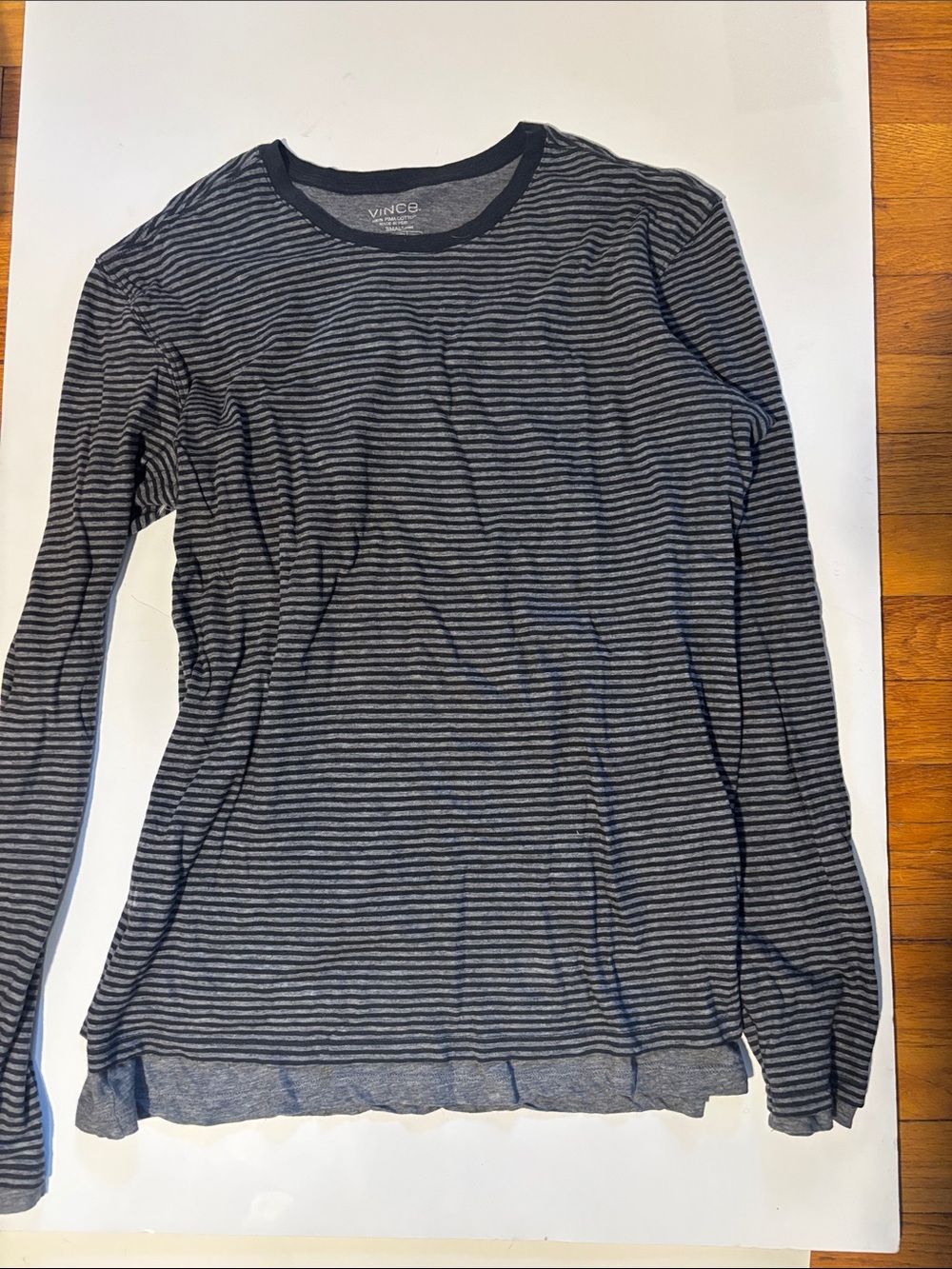 Vince Black & Gray Narrow-Stripe Long Sleeve Top